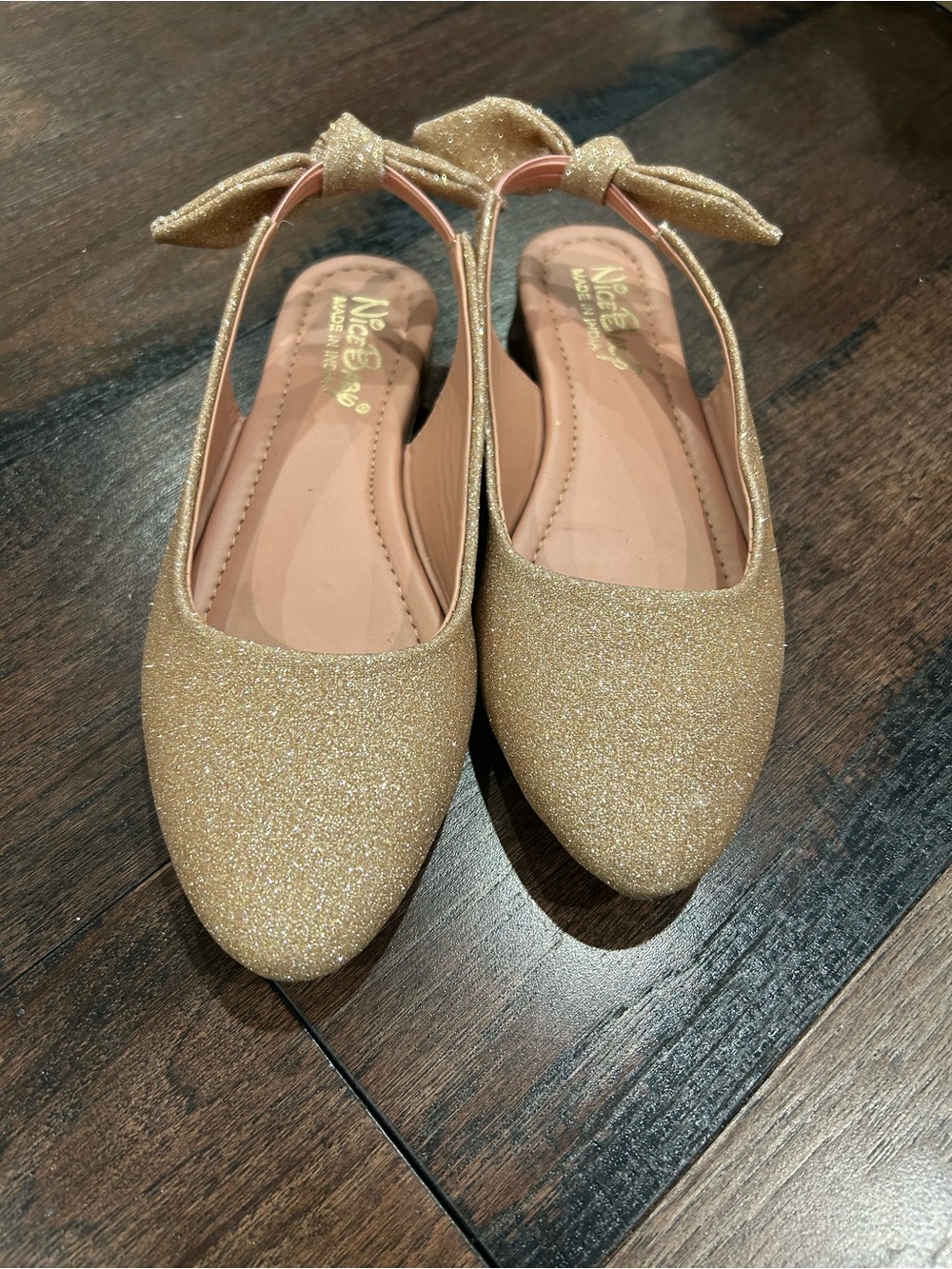 NWOT — Girls' Sparkle Bow Slingback Flats in Rose Gold